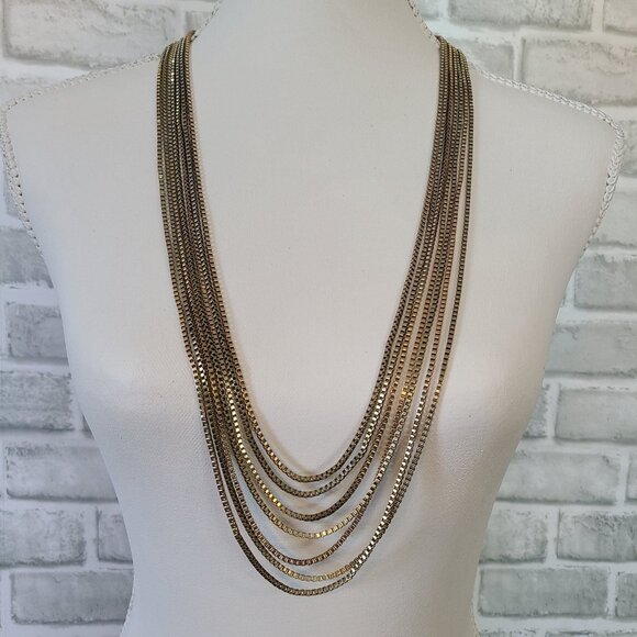 Dana Buchman Jewelry - Dana Buchman Necklace Multi Strand Chain Long Gold and Silver Tone